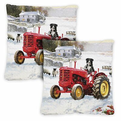 #ad Toland Tractor Dog 18 x 18 Inch Outdoor Pillow Case 2 Pack $12.98