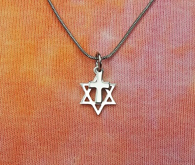 #ad Dainty Cross and Star of David Necklace or Earrings Messianic Jewish Christian $12.99