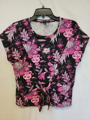 #ad INC Womens Top Black Floral Size S $11.51