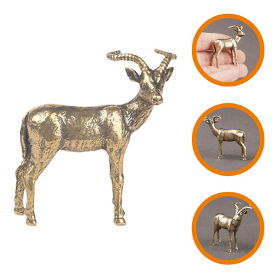 #ad Tibetan Antelope Desktop Ornaments Tea Pets Copper Sculpture Decor $8.55