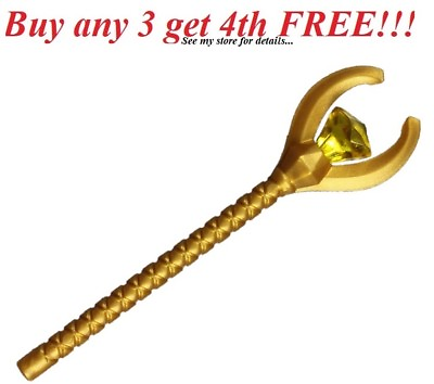 #ad ☀️ Lego Pharaoh Quest GOLD STAFF Weapon Minifig Diamond Yellow Jewel $99.99