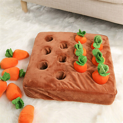 #ad 12 Squeaky Carrots Enrichment Dog Puzzle Toys Hide and Seek Carrot Farm Dog Toy $28.99