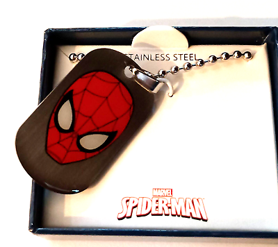 #ad Marvel Comics Spider Man Youth SS Dog Tags Necklace Dual Pendant New NOS Box $17.99