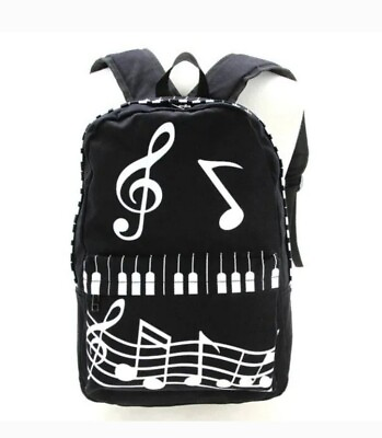 #ad New Canvas Music Note Black White Canvas Backpack $32.99