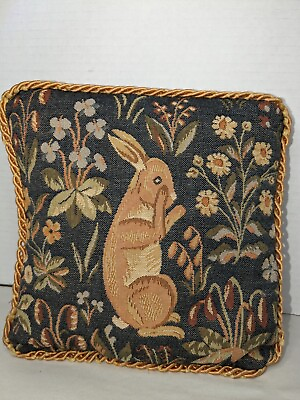 #ad Art de Lys Rabbit Standing Pillow Cushion Tapestry Cover French Medieval 9x9quot; $39.95