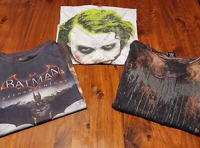 #ad Batman Tee Lot Large The Joker The Dark Knight Arkham Knights Video Games AU $125.00