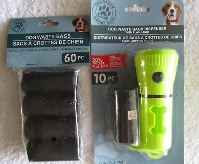#ad New Lime Dog Waste Bags Dispenser with Flashlight 70 Dog Waste Bags $2.99