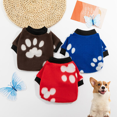 #ad Pet Dog Fleece Coat Soft Warm Jacket Pullover Puppy Cute Printed Clothes Apparel $5.89