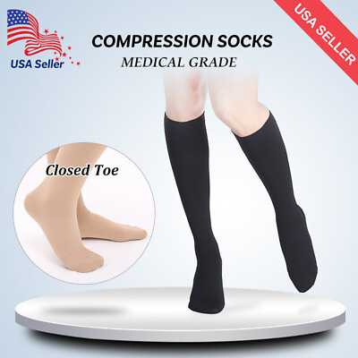 #ad Compression Socks Men Women Calf High 20 30 mmHg Support Travel Flight Stockings $22.62