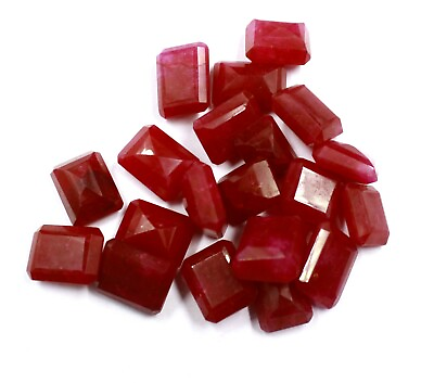 #ad Collector#x27;s Grade 80 Ct Certified Burma Red Ruby Emerald Cut Gemstone Lot AKN $10.44