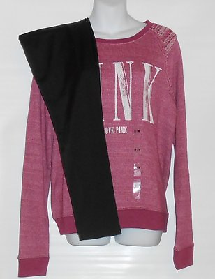 #ad Victoria#x27;s Secret Pink quot;Love Pinkquot; Long Sleeve Pullover Sweatshirt amp; Leggings M $99.88