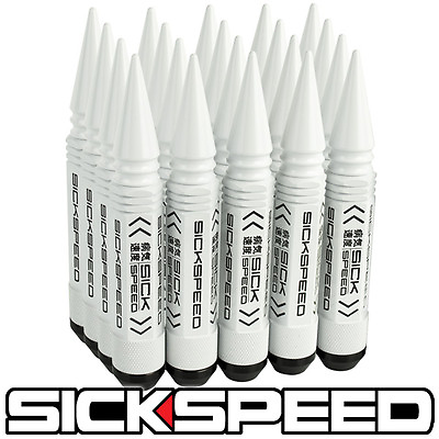 #ad SICKSPEED 20 PC WHITE 5 1 2quot; LONG SPIKED STEEL EXTENDED LUG NUTS 12X1.25 L12 $99.95
