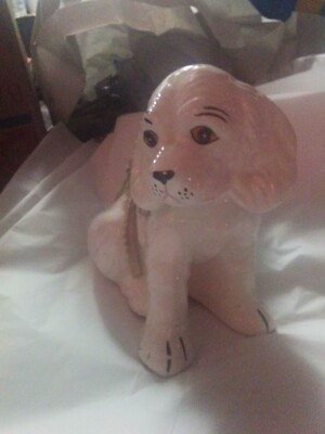 #ad Vintage White Spaniel Dog Perferct Condition With Flowers On His Back. $30.00