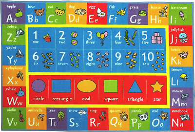 #ad ABC Alphabet Numbers and Shapes Educational Learning amp; Fun Game Play Area Rug f $52.86