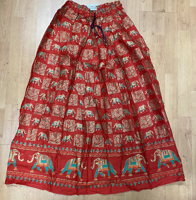 #ad Hippie Boho Elephant Elastic Waist Women’s One Size Festival Skirt $17.99