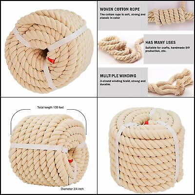 #ad Cotton Rope 3 4 in x 100 ft For Crafts Tug of War Outdoor Games For Kids Adults $53.81