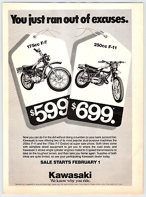 #ad 1977 KAWASAKI MOTORCYCLE Vintage 8quot;X10.75quot; Magazine Ad 1970#x27;s M375 $5.00