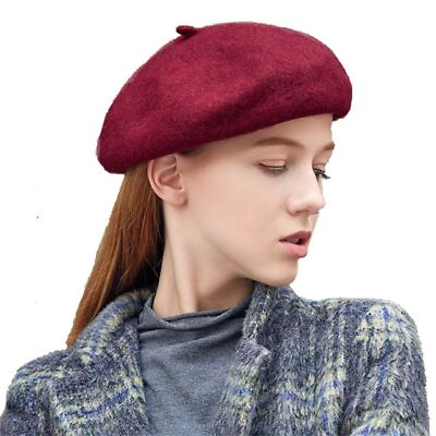 #ad Cashmere Wool Beret Hat Knitted Flat Cap Women Fashion Headwear Accessories $20.38