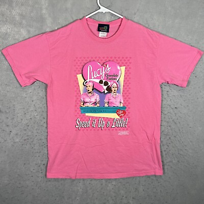 #ad A1 Vintage 2002 I Love Lucy Chocolate Factory T Shirt Adult Large Pink Mens $12.50