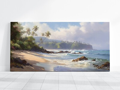 #ad Hawaii Beach Ocean Canvas Landscape Painting Print Hawaii Photo Large Wall Art $29.00