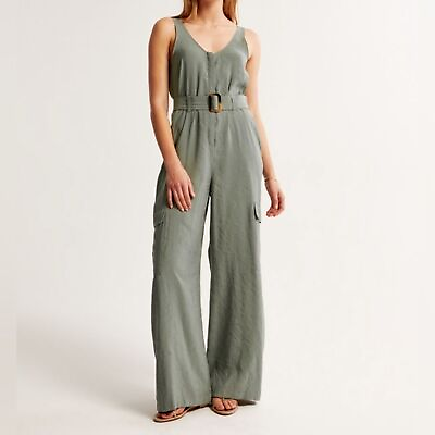 #ad Abercrombie amp; Fitch Draped Utility Jumpsuit Olive S TALL $79.00
