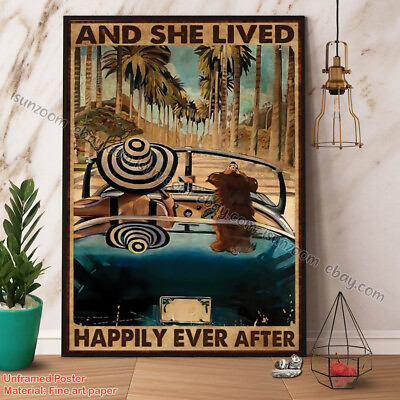 #ad Girl With Dog On Car Dog Lover Lived Happily Ever After Happy Holiday Vertica... $19.50