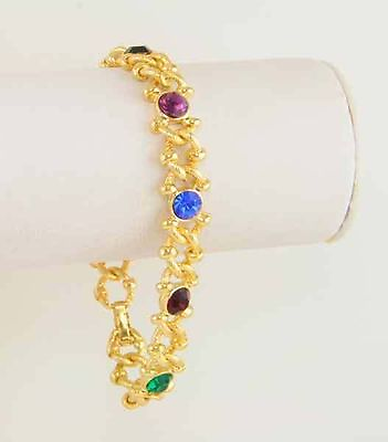 #ad Bracelet Rainbow Of Yellow Gold With Stones Glass Austrian IN Colours $32.52