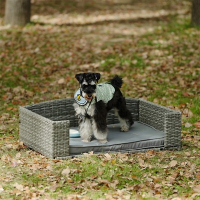 Dog Bed Pet Bed Pet Outdoor Furniture Seasonal Pet Wicker Dog Bed with Cushion $119.99