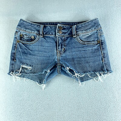 #ad American Eagle Womens Shorts Blue Jeans Tag Size 0 26 Cut Off Denim $10.78