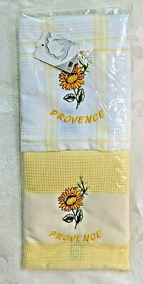 #ad Provence Kitchen Towel Hand Decorated with Sunflower Print 100% Cotton France $25.60
