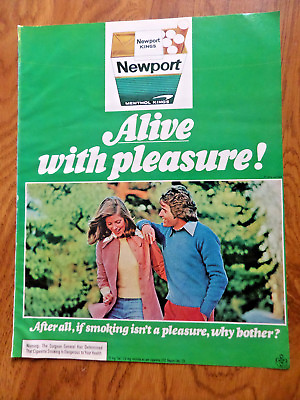 #ad 1973 Newport King Cigarette Ad Alive With Pleasure $3.00