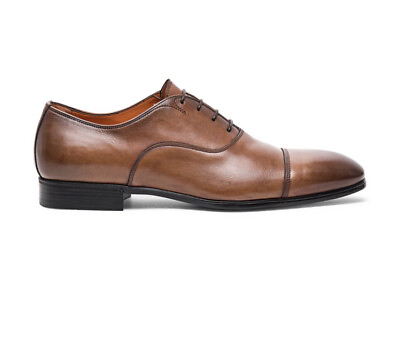 #ad SANTONI Italy Darian Brown Leather Lace Up Plain Cap Toe Oxfords Men#x27;s 8 1 2 $99.00