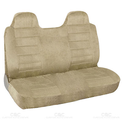 #ad Truck Front Bench Seat Cover Beige Regal Velour Fabric Fitted $39.50