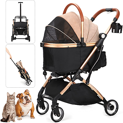 #ad 3 in 1 Foldable Pet Stroller for Small Medium Dogs Cats No Zip with Detachable $217.99