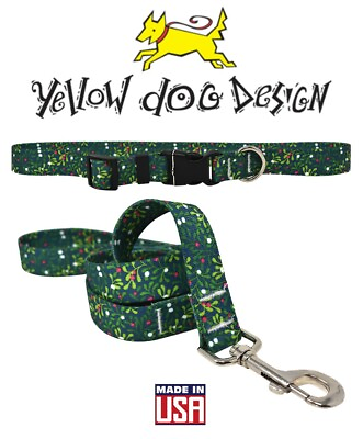 Yellow Dog Design CHRISTMAS Collar or Leash Mistletoe Green XS S M L USA Made $15.95