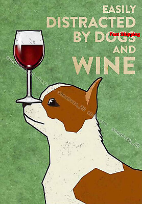 #ad Chihuahua Easily Distracted By Dogs And Wine Poster $20.42