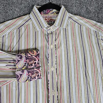 #ad ROBERT GRAHAM Shirt Adult Medium Multicolor Shriped Long Sleeve Button Up Men#x27;s $24.99