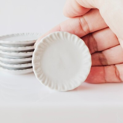#ad Dollhouse Miniatures Ceramic Scallop Dishes Plates Kitchen Decor 45mm 10Pcs $19.99