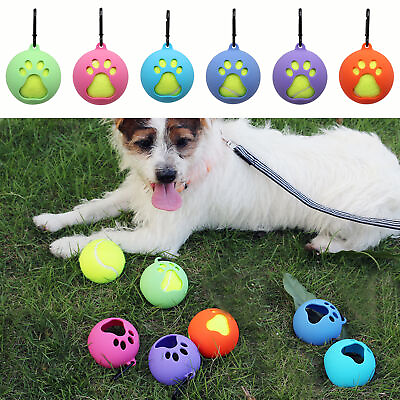 #ad Portable Pet Ball Holder Durable Silicone Paw Print Dog for Training Walking $8.39