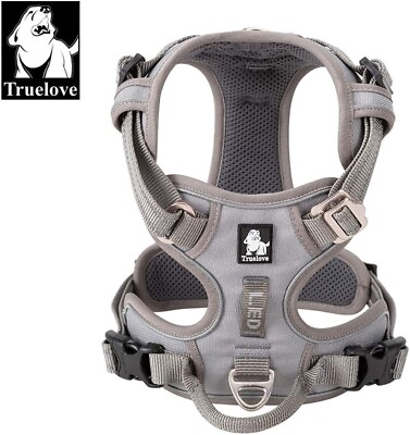 #ad Dog Harness Truelove No Pull Strong Reflective Adjustable Pet Harness S Gray $28.99