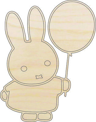 #ad Bunny Rabbit holding a Balloon Laser Cut Out Unfinished Wood Craft Shape BNY9 $31.52