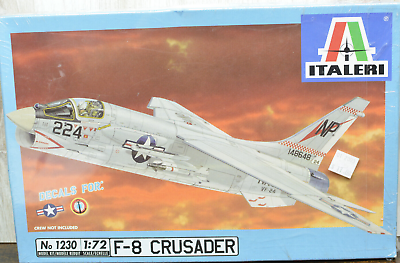 #ad Vought F 8 Crusader supersonic jet 1 72 Italeri Model Kit No. 1230 Parts Sealed $11.95