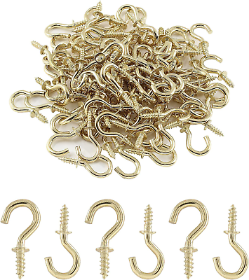 #ad Murtenze 100Pieces 1 2inch Mini Cup Hooks Ceiling Hooks Brass Screw in Hooks fo $6.60