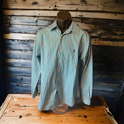 #ad Ralph Lauren Shirt Blue Stripes SZ Large Amazing Color $9.96