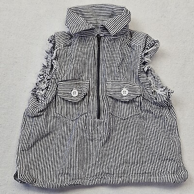 #ad Lil#x27; Hickory Unisex Infant Black White Striped 1 4 Zip Vest Size 6 Months 134490 $16.95
