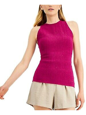 #ad INC Womens Purple Smocked Keyhole Back Pullover Sleeveless Halter Top XXL $3.39