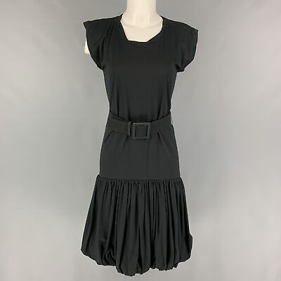 #ad YVES SAINT LAURENT Size S Black Cotton Bubble Hem Dress $443.00