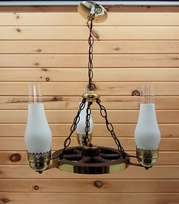 #ad Antique Vtg Rustic Country Cabin Cottage Wagon Wheel Chandelier Ceiling Light $285.00