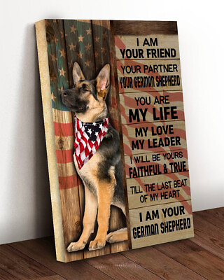 #ad German Shepherd I Am Your Friend You Are My Life America Flag Dog Dogs Canvas $69.30