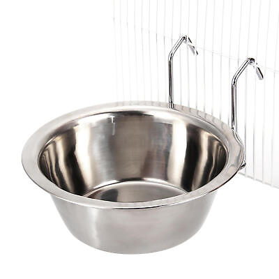 #ad Dog Bowl Classic Stainless Steel Hanging Crate Cup Bowls For Dogs Portable $14.84